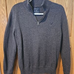 American Eagle Outfitters Men's Gray Half-Zip Sweater